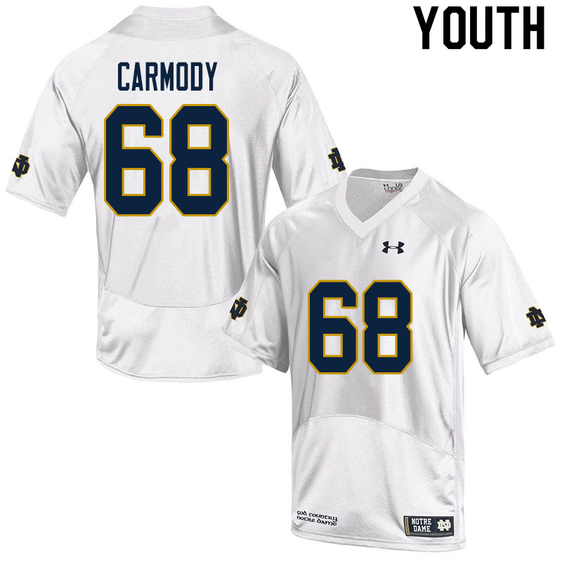 Youth NCAA Notre Dame Fighting Irish #68 Michael Carmody Stitched College Under Armour Authentic White Football Jersey HU10N68EF